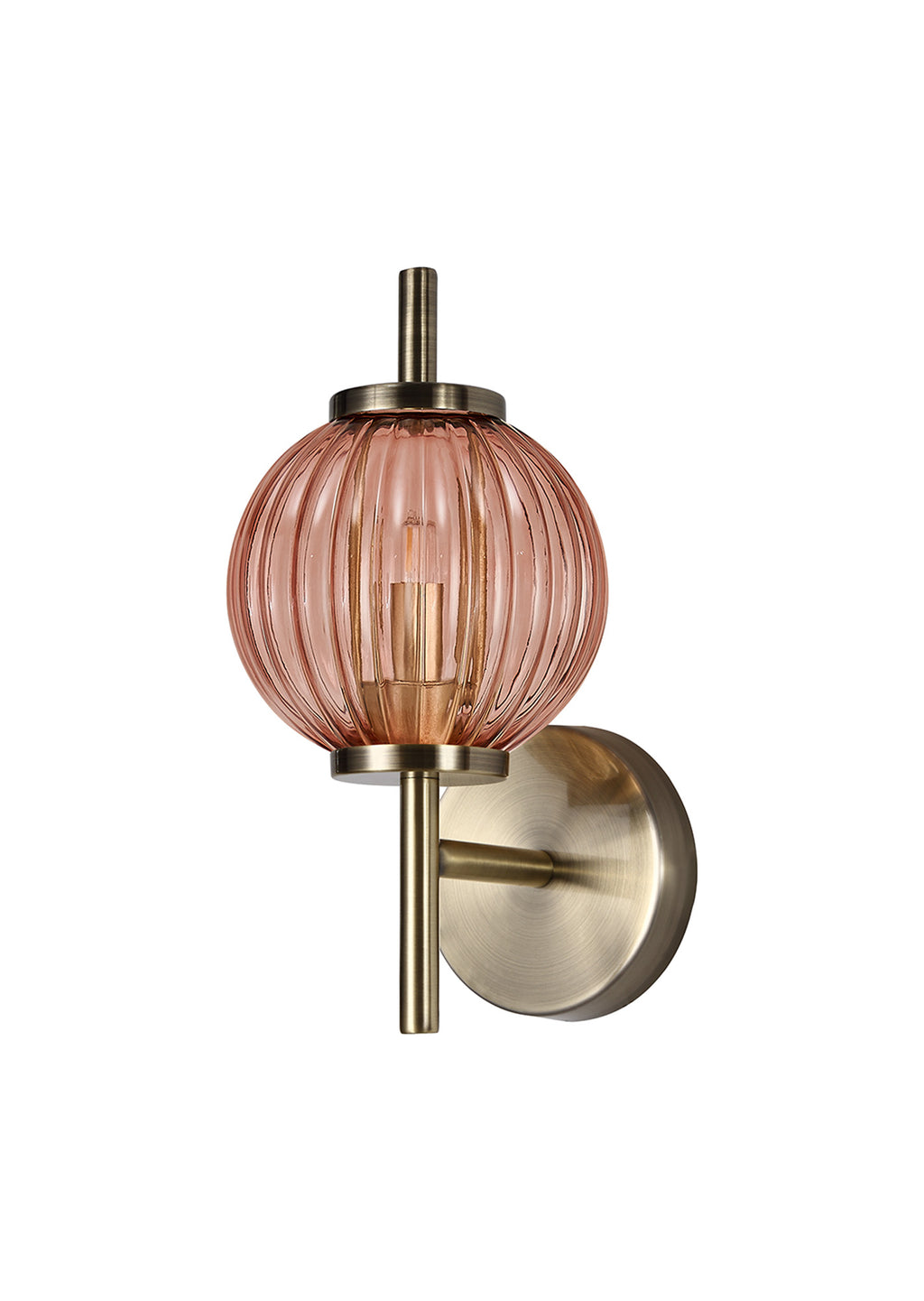 Lustre Segmented Glass Globe Wall Lamp In An Antique Brass Framework, 1 x G9