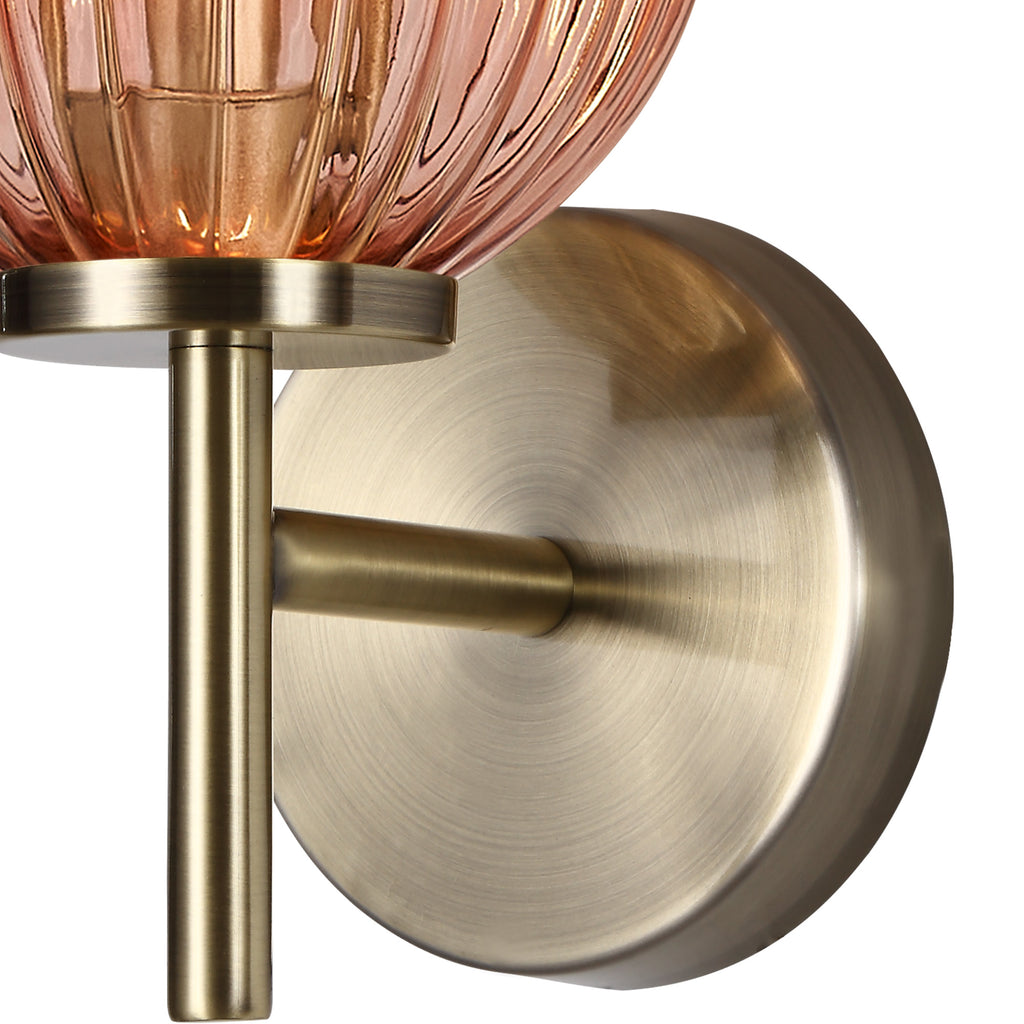 Lustre Segmented Glass Globe Wall Lamp In An Antique Brass Framework, 1 x G9