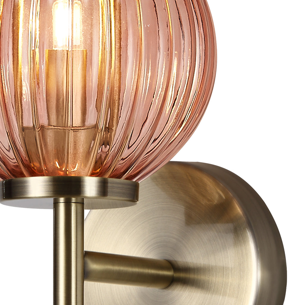 Lustre Segmented Glass Globe Wall Lamp In An Antique Brass Framework, 1 x G9