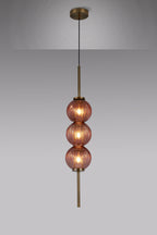 Lustre Segmented Glass Globe Vertical Pendant In An Antique Brass Framework, Single Colour,  3 x G9