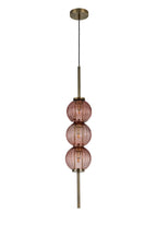 Lustre Segmented Glass Globe Vertical Pendant In An Antique Brass Framework, Single Colour,  3 x G9