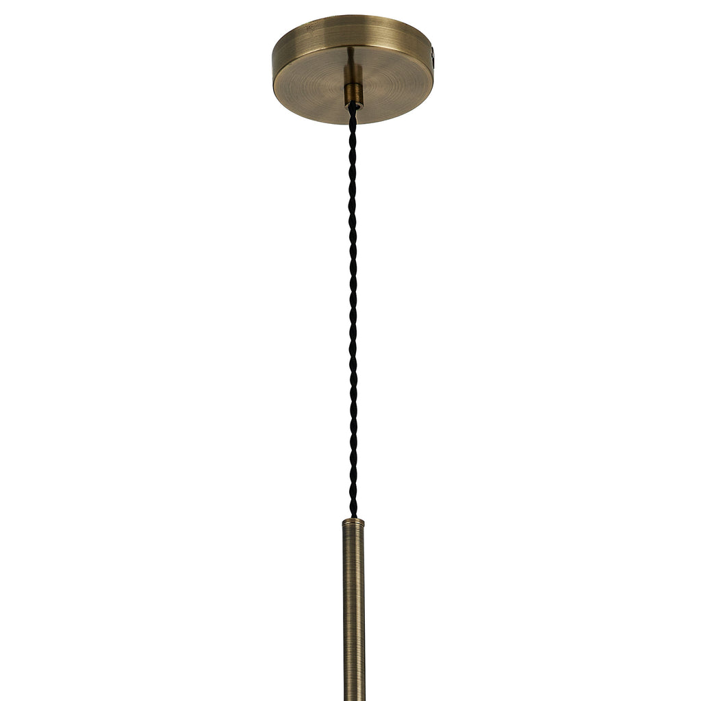 Lustre Segmented Glass Globe Vertical Pendant In An Antique Brass Framework, Amber and Blush, 3x G9