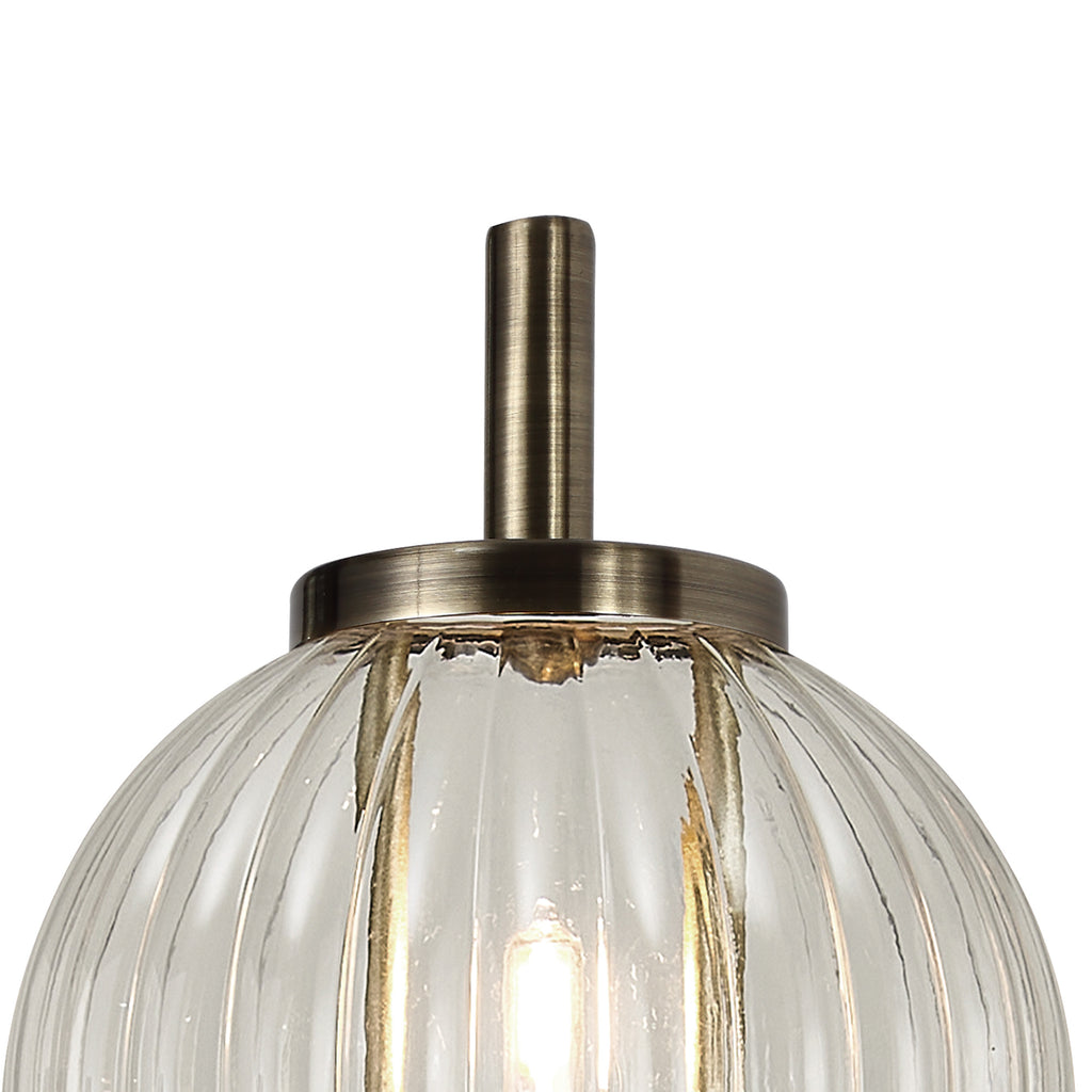 Lustre Segmented Glass Globe Wall Lamp In An Antique Brass Framework, 1 x G9