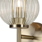 Lustre Segmented Glass Globe Wall Lamp In An Antique Brass Framework, 1 x G9