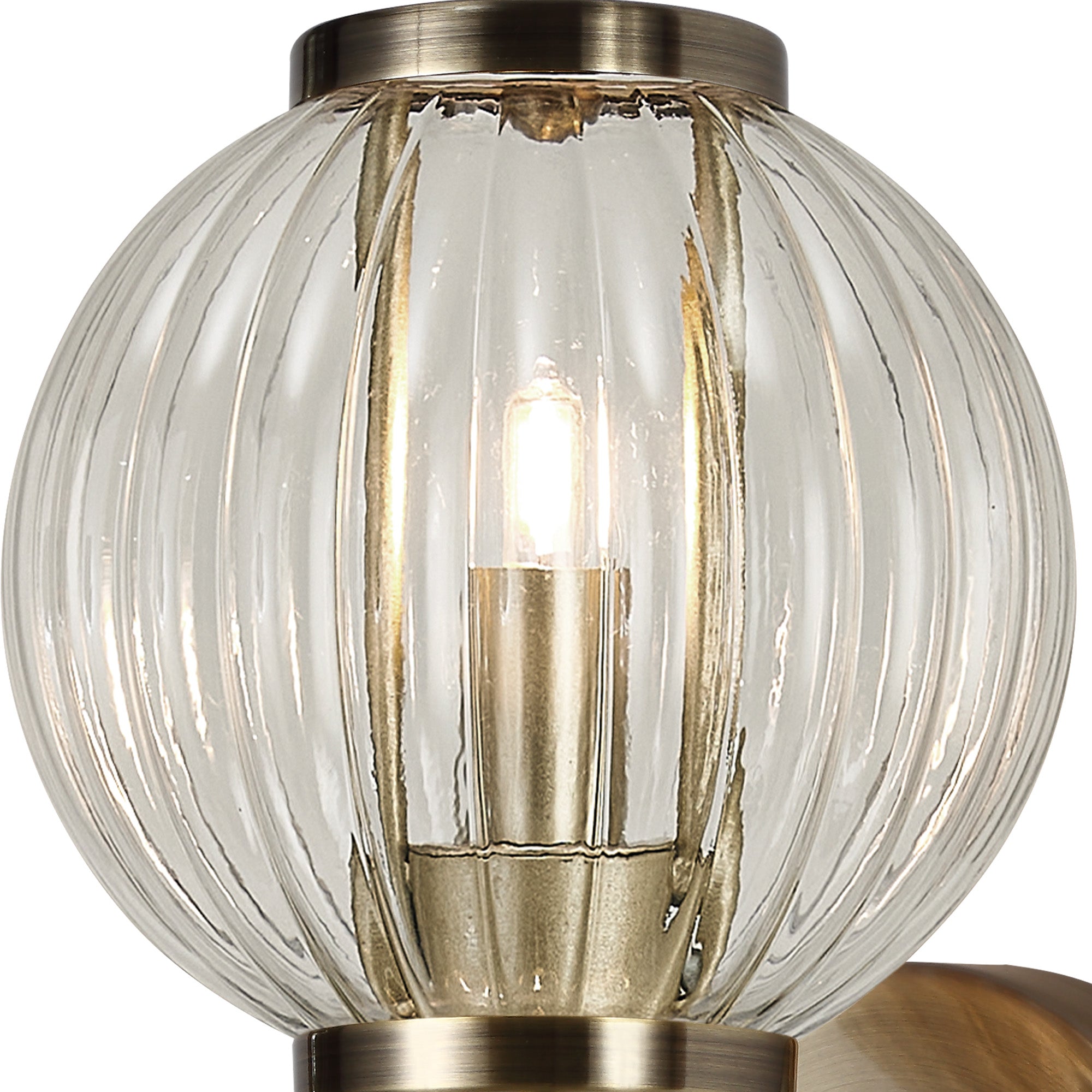 Lustre Segmented Glass Globe Wall Lamp In An Antique Brass Framework, 1 x G9