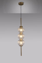 Lustre Segmented Glass Globe Vertical Pendant In An Antique Brass Framework, Single Colour,  3 x G9