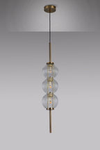 Lustre Segmented Glass Globe Vertical Pendant In An Antique Brass Framework, Single Colour,  3 x G9