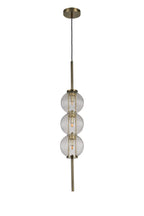Lustre Segmented Glass Globe Vertical Pendant In An Antique Brass Framework, Single Colour,  3 x G9