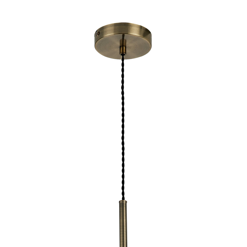 Lustre Segmented Glass Globe Vertical Pendant In An Antique Brass Framework, Single Colour,  3 x G9