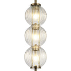 Lustre Segmented Glass Globe Vertical Pendant In An Antique Brass Framework, Single Colour,  3 x G9