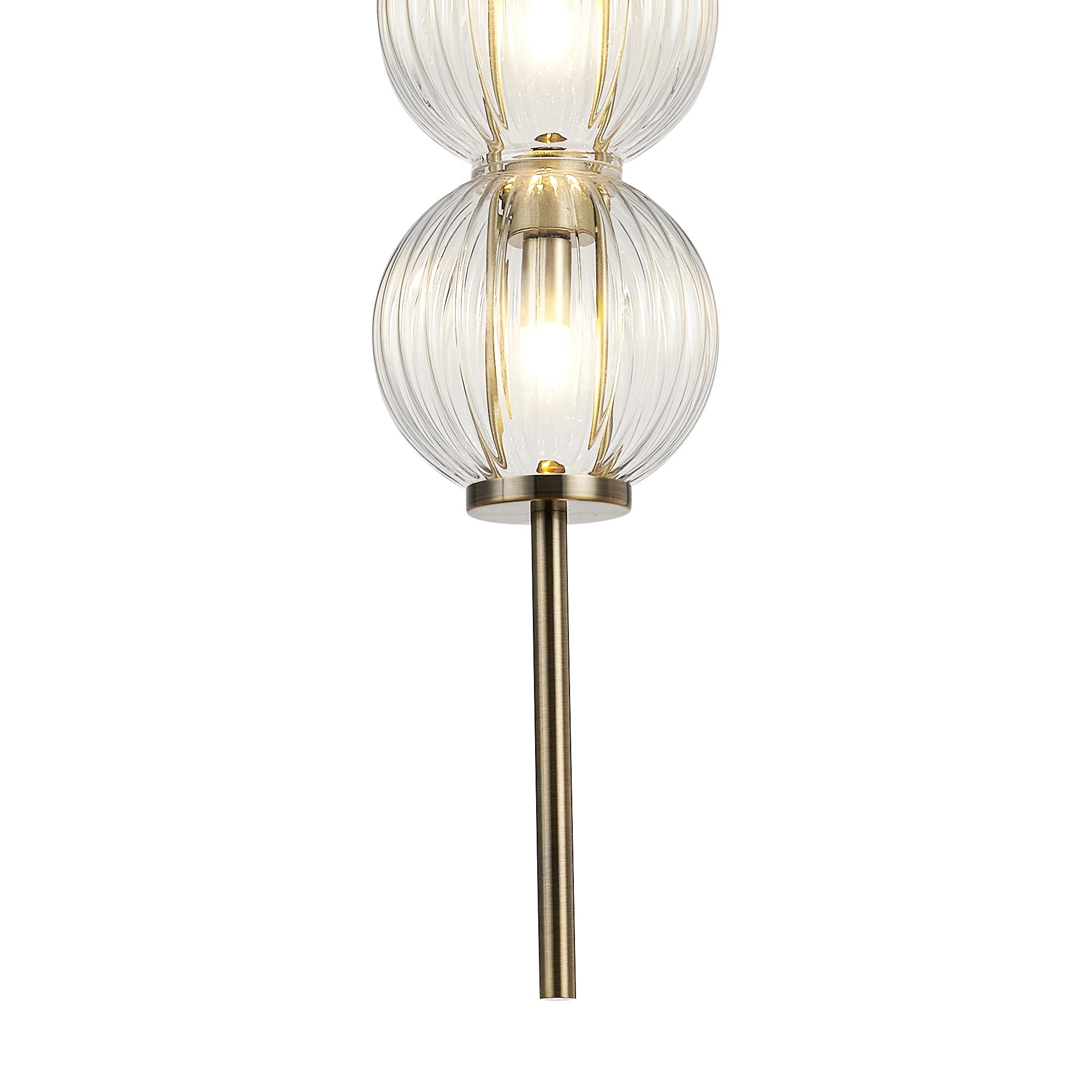 Lustre Segmented Glass Globe Vertical Pendant In An Antique Brass Framework, Single Colour,  3 x G9