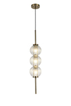 Lustre Segmented Glass Globe Vertical Pendant In An Antique Brass Framework, Single Colour,  3 x G9