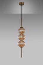 Lustre Segmented Glass Globe Vertical Pendant In An Antique Brass Framework, Single Colour,  3 x G9