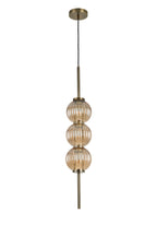 Lustre Segmented Glass Globe Vertical Pendant In An Antique Brass Framework, Single Colour,  3 x G9