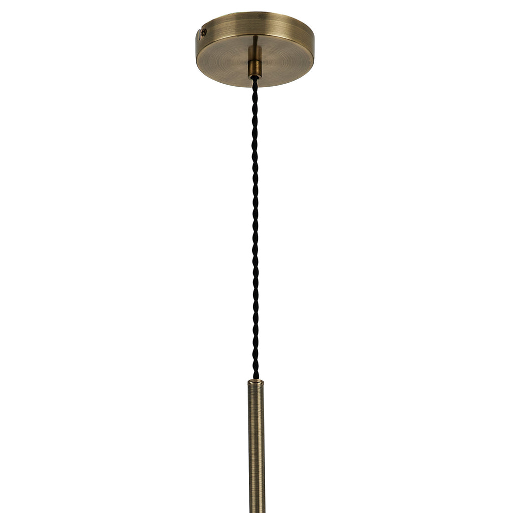 Lustre Segmented Glass Globe Vertical Pendant In An Antique Brass Framework, Single Colour,  3 x G9