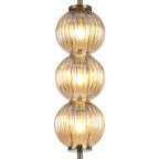 Lustre Segmented Glass Globe Vertical Pendant In An Antique Brass Framework, Single Colour,  3 x G9