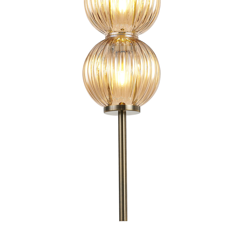 Lustre Segmented Glass Globe Vertical Pendant In An Antique Brass Framework, Single Colour,  3 x G9