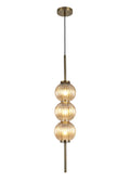 Lustre Segmented Glass Globe Vertical Pendant In An Antique Brass Framework, Single Colour,  3 x G9