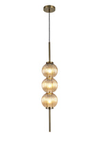 Lustre Segmented Glass Globe Vertical Pendant In An Antique Brass Framework, Single Colour,  3 x G9