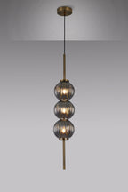 Lustre Segmented Glass Globe Vertical Pendant In An Antique Brass Framework, Single Colour,  3 x G9