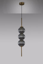 Lustre Segmented Glass Globe Vertical Pendant In An Antique Brass Framework, Single Colour,  3 x G9