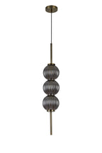 Lustre Segmented Glass Globe Vertical Pendant In An Antique Brass Framework, Single Colour,  3 x G9