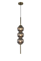 Lustre Segmented Glass Globe Vertical Pendant In An Antique Brass Framework, Single Colour,  3 x G9