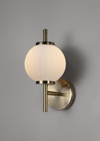 Lustre Segmented Glass Globe Wall Lamp In An Antique Brass Framework, 1 x G9