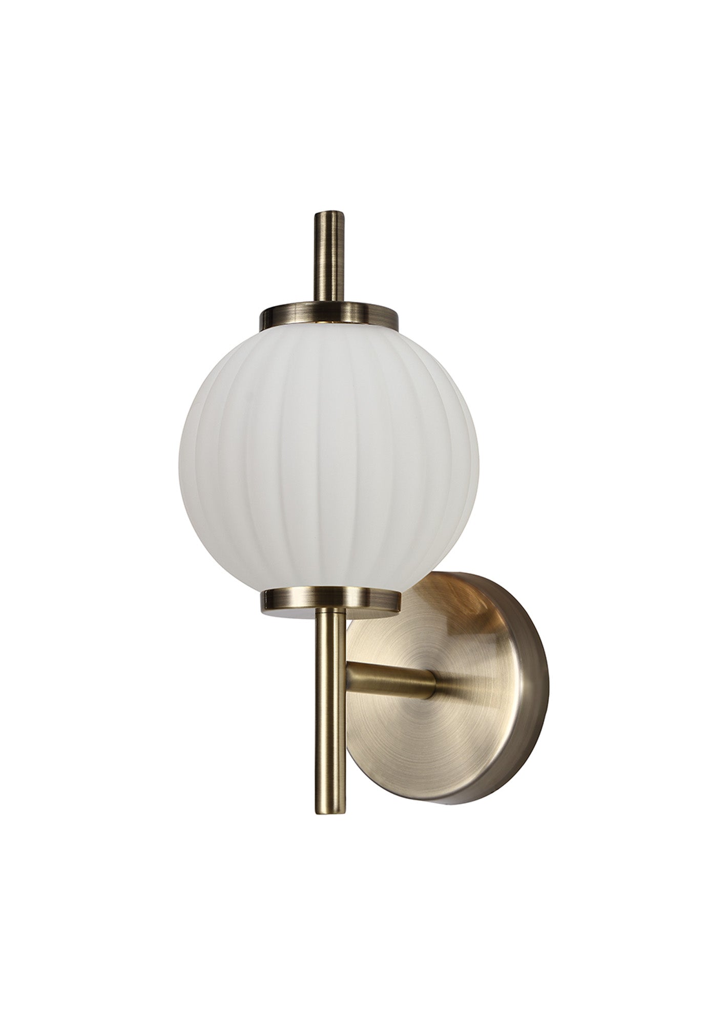 Lustre Segmented Glass Globe Wall Lamp In An Antique Brass Framework, 1 x G9