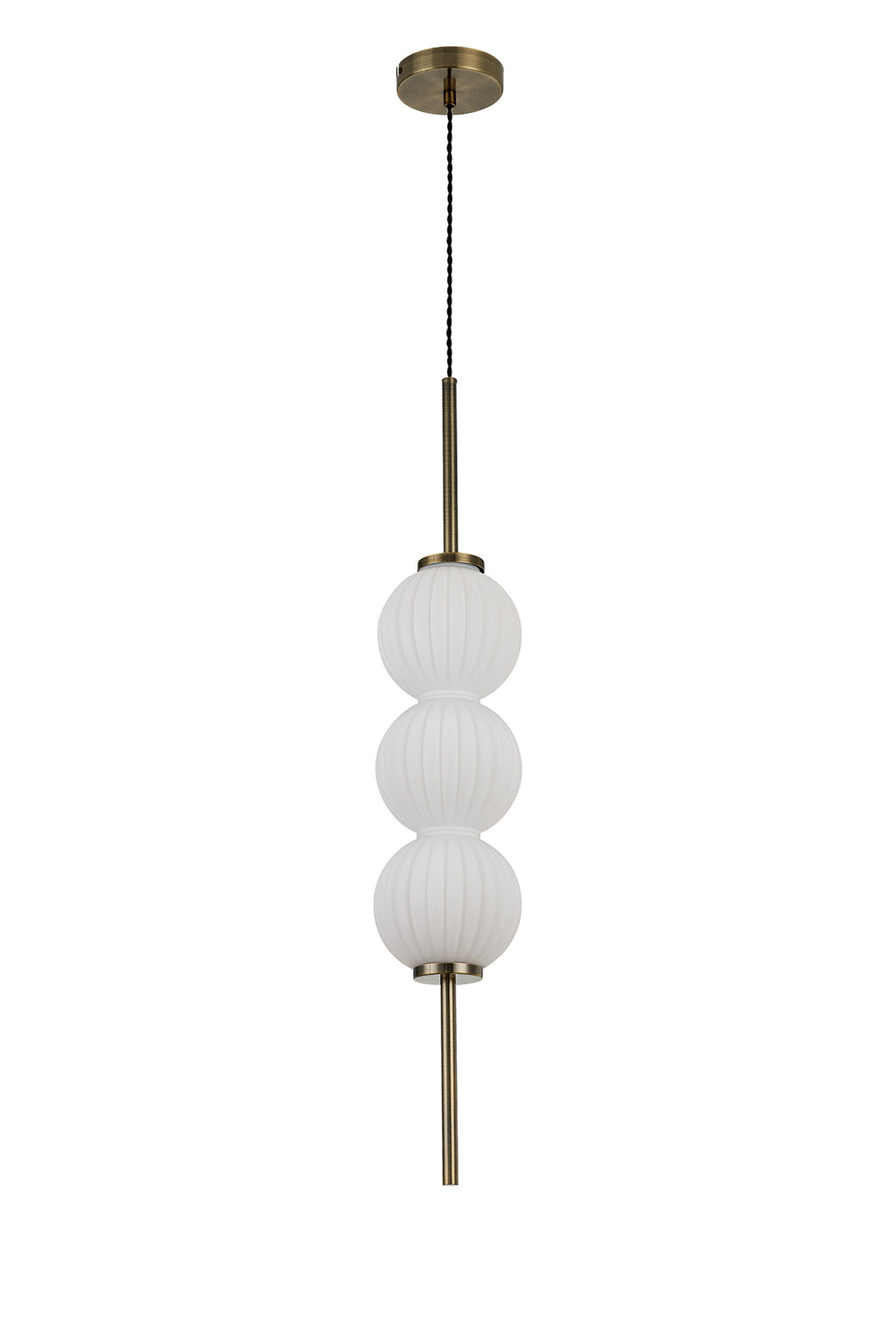 Lustre Segmented Glass Globe Vertical Pendant In An Antique Brass Framework, Single Colour,  3 x G9