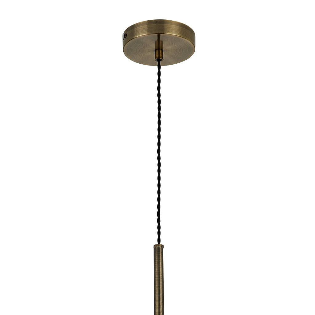 Lustre Segmented Glass Globe Vertical Pendant In An Antique Brass Framework, Single Colour,  3 x G9