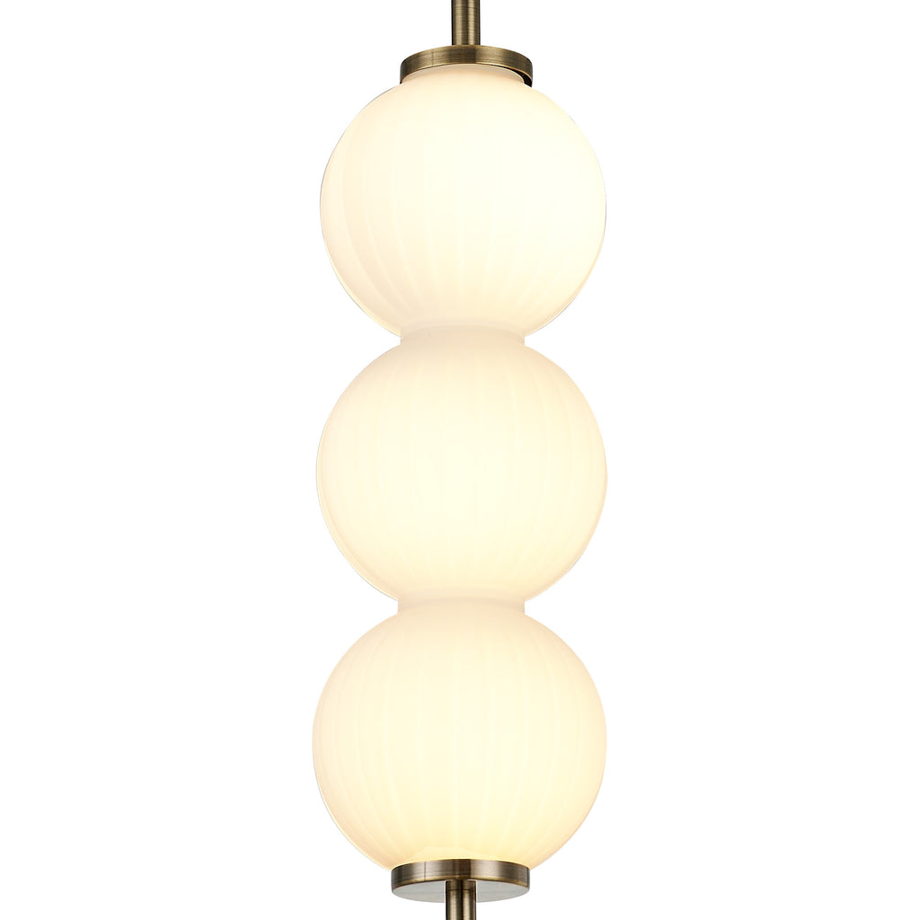 Lustre Segmented Glass Globe Vertical Pendant In An Antique Brass Framework, Single Colour,  3 x G9