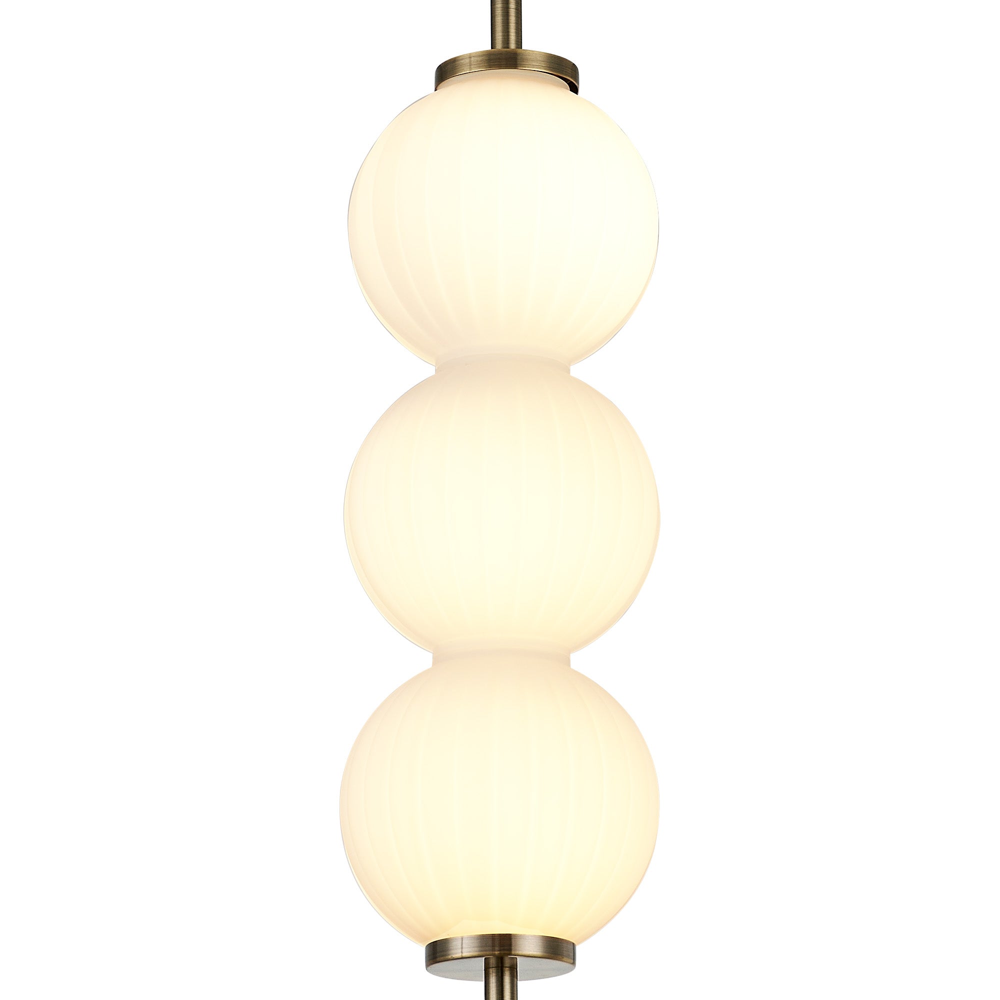 Lustre Segmented Glass Globe Vertical Pendant In An Antique Brass Framework, Single Colour,  3 x G9