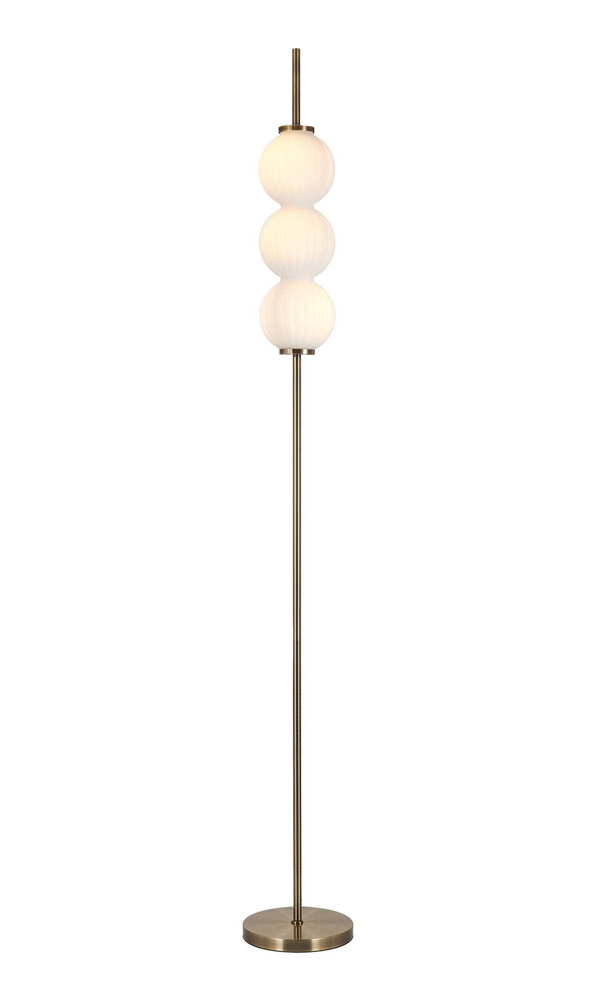 Lustre Segmented Glass Globe Floor Lamp In An Antique Brass Framework, Single Colour,  3 x G9