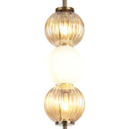 Lustre Segmented Glass Globe Vertical Pendant In An Antique Brass Framework, Amber and Opal, 3x G9