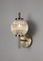 Lustre Segmented Glass Globe Wall Lamp In An Antique Brass Framework, 1 x G9