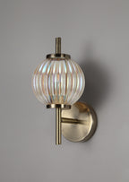 Lustre Segmented Glass Globe Wall Lamp In An Antique Brass Framework, 1 x G9