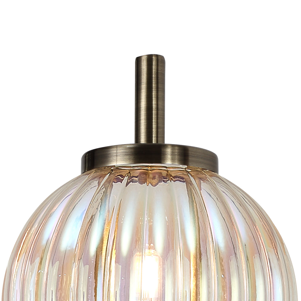 Lustre Segmented Glass Globe Wall Lamp In An Antique Brass Framework, 1 x G9