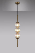 Lustre Segmented Glass Globe Vertical Pendant In An Antique Brass Framework, Single Colour,  3 x G9