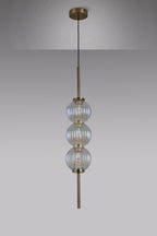 Lustre Segmented Glass Globe Vertical Pendant In An Antique Brass Framework, Single Colour,  3 x G9