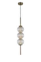Lustre Segmented Glass Globe Vertical Pendant In An Antique Brass Framework, Single Colour,  3 x G9