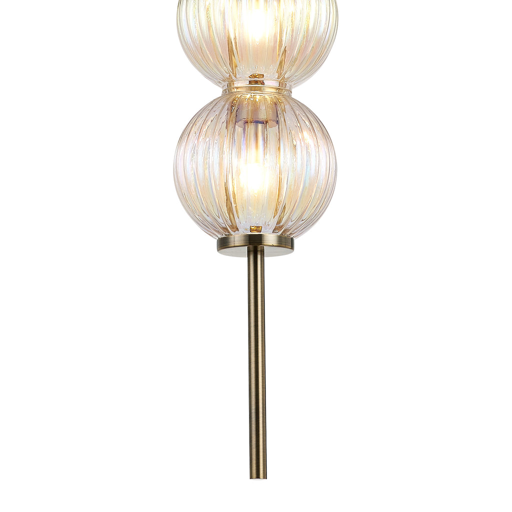 Lustre Segmented Glass Globe Vertical Pendant In An Antique Brass Framework, Single Colour,  3 x G9
