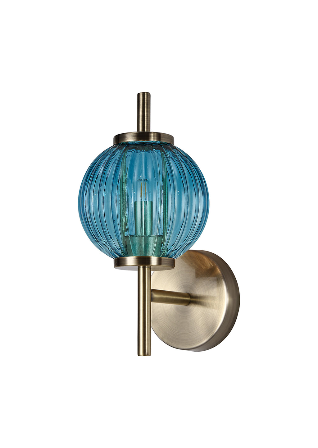 Lustre Segmented Glass Globe Wall Lamp In An Antique Brass Framework, 1 x G9