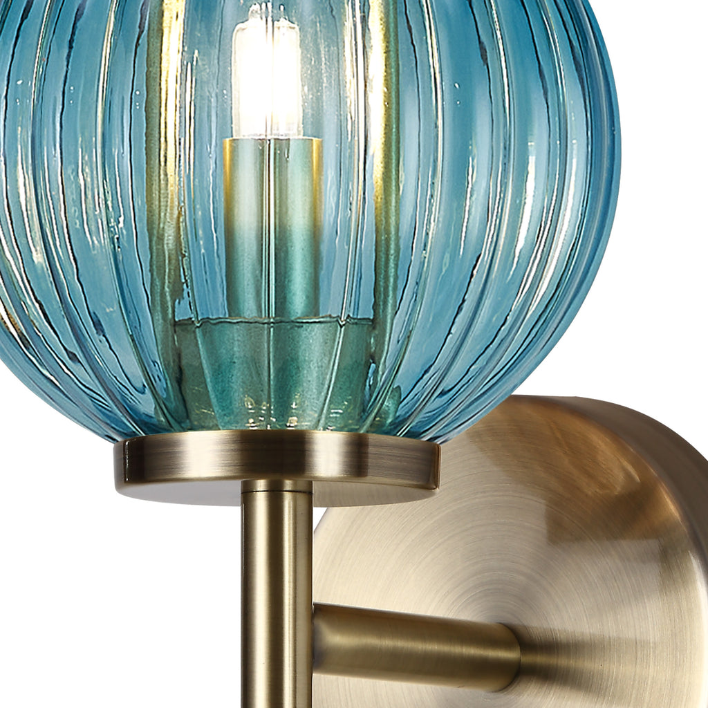 Lustre Segmented Glass Globe Wall Lamp In An Antique Brass Framework, 1 x G9