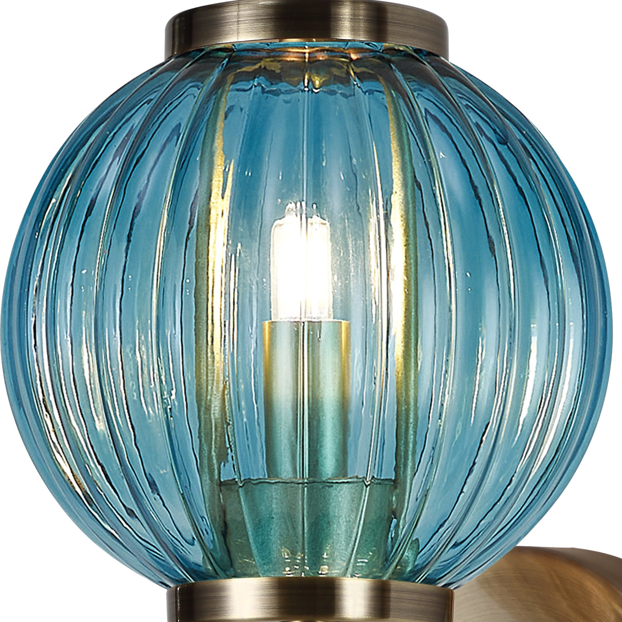 Lustre Segmented Glass Globe Wall Lamp In An Antique Brass Framework, 1 x G9