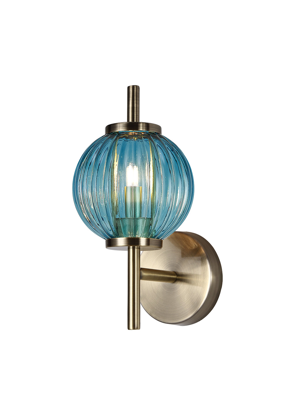 Lustre Segmented Glass Globe Wall Lamp In An Antique Brass Framework, 1 x G9