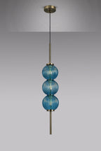Lustre Segmented Glass Globe Vertical Pendant In An Antique Brass Framework, Single Colour,  3 x G9