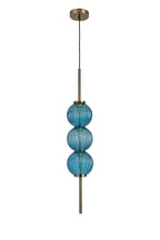 Lustre Segmented Glass Globe Vertical Pendant In An Antique Brass Framework, Single Colour,  3 x G9