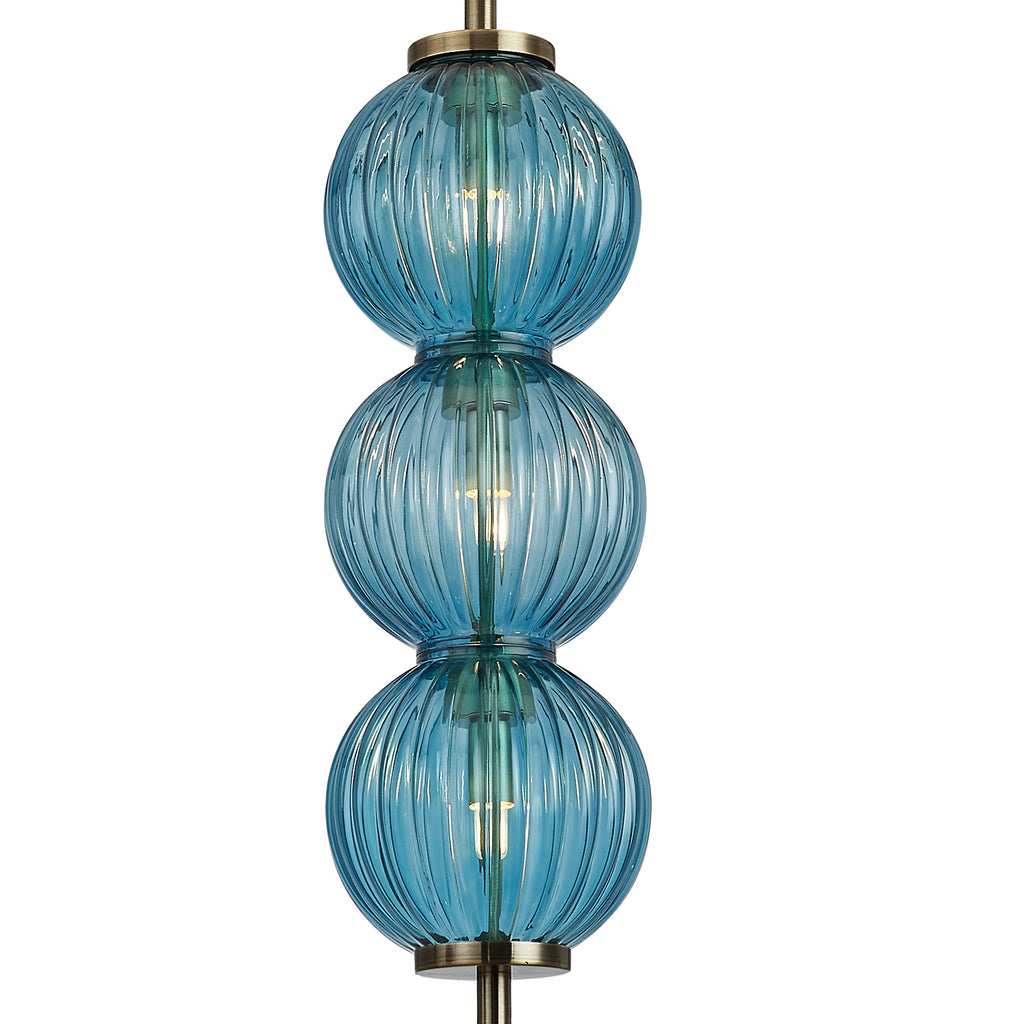 Lustre Segmented Glass Globe Vertical Pendant In An Antique Brass Framework, Single Colour,  3 x G9