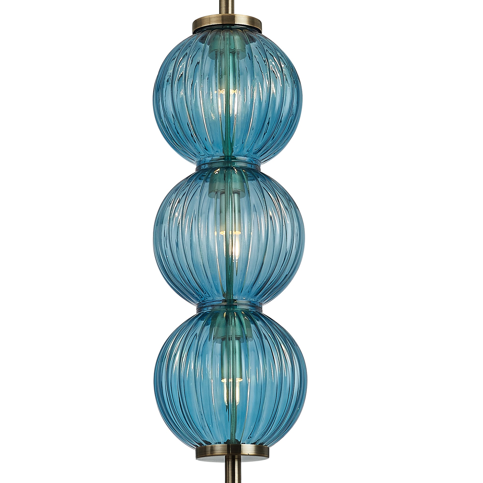 Lustre Segmented Glass Globe Vertical Pendant In An Antique Brass Framework, Single Colour,  3 x G9